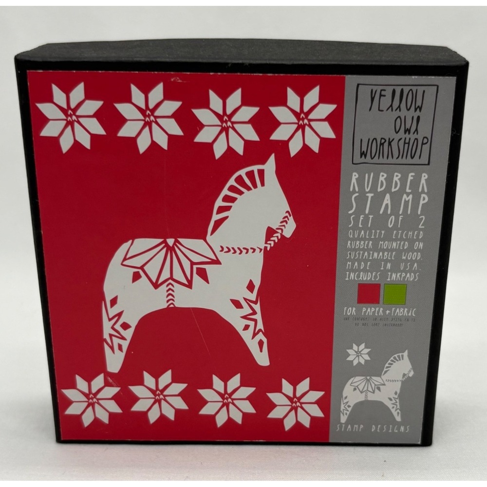 Yellow Owl Workshop Swedish Dala Horse Rubber Stamp Kit